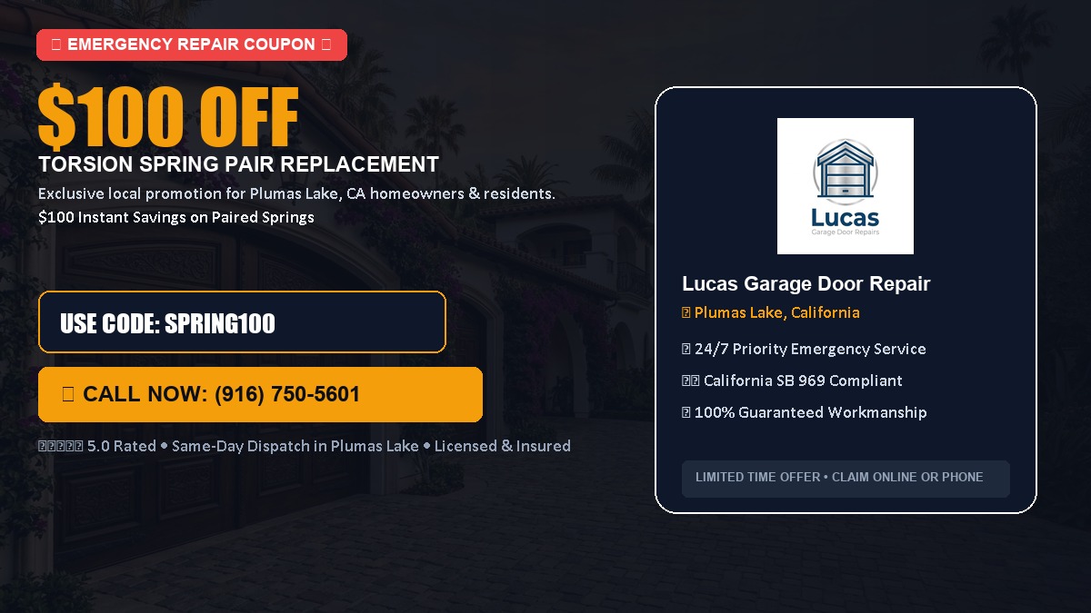 $100 OFF Heavy-Duty Torsion Spring Pair Replacement in Plumas Lake, CA