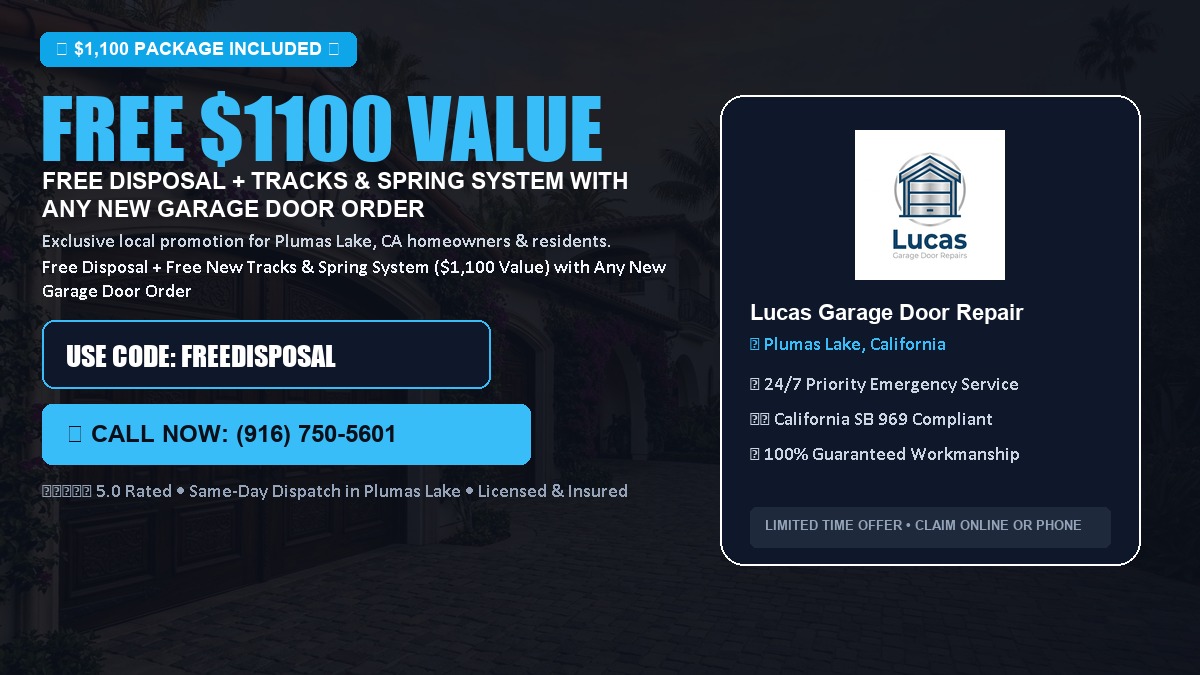 Free Disposal + Free New Tracks & Spring System with Any New Garage Door Order ($1100 Value) in Plumas Lake, CA